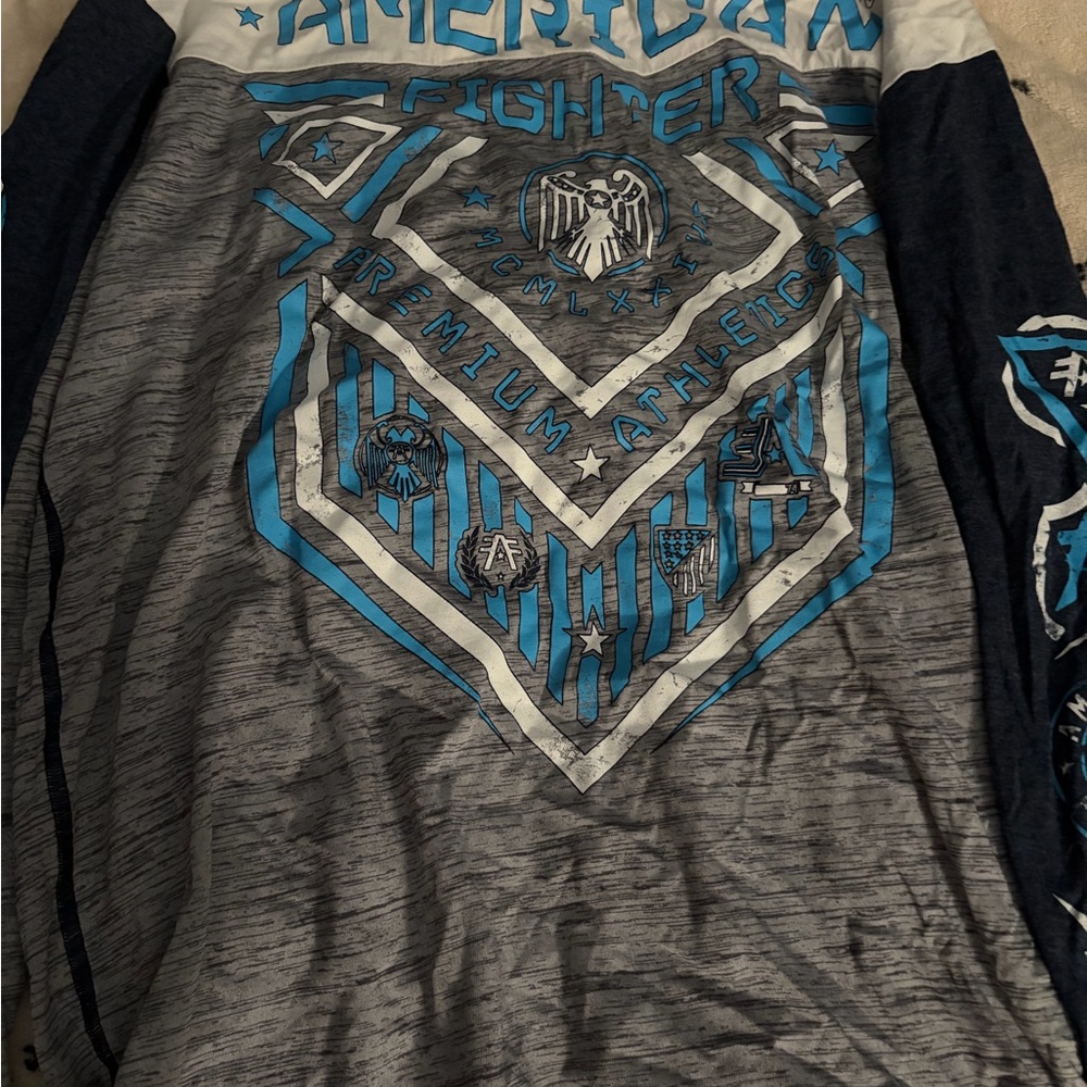 American Fighter Blue and Gray Athletic Shirt